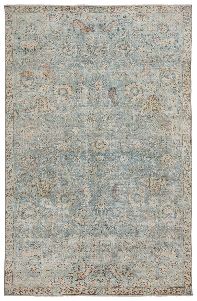 Jaipur Living Boheme Stag Boh17 Powerloomed Machinemade 78% Cotton 22% Polyester Traditional Vintage Look Indoor Rug Blue, Green 78% Cotton 22% Polyester, 100% Cotton Rug145902