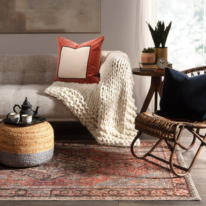 Jaipur Living Boheme Wesleyan Boh18 Powerloomed Machinemade 78% Cotton 22% Polyester Vintage Medallion Indoor Rug Rust, Gray 78% Cotton 22% Polyester, 100% Cotton Rug145981
