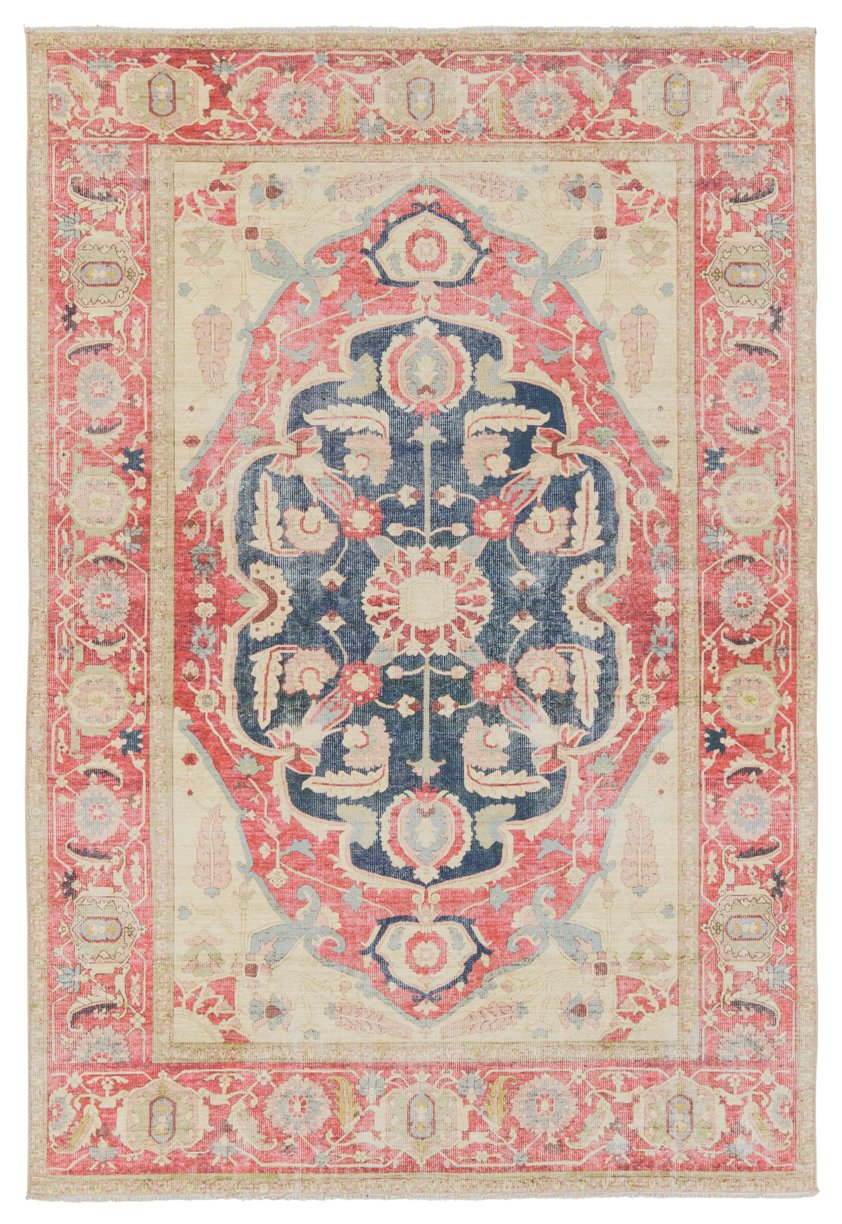 Jaipur Living Boheme Kadi Boh23 Powerloomed Machinemade 78% Cotton 22% Polyester Vintage Medallion Indoor Rug Red, Blue 78% Cotton 22% Polyester, 100% Cotton Rug154854