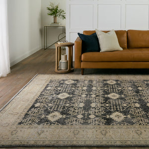 Jaipur Living Boheme Pia Boh24 Powerloomed Machinemade 78% Cotton 22% Polyester Vintage Medallion Indoor Rug Black, Cream 78% Cotton 22% Polyester, 100% Cotton Rug154859