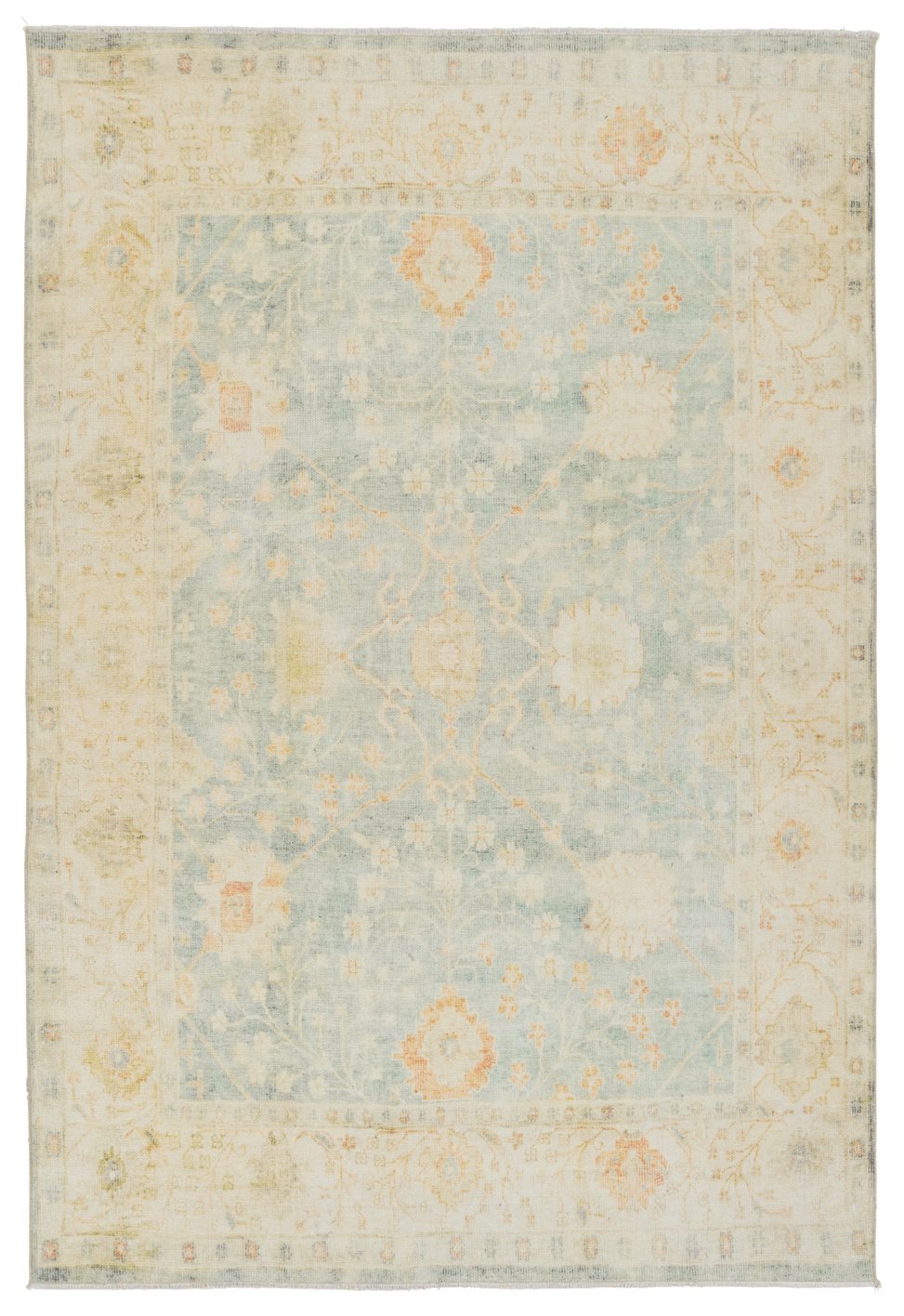 Jaipur Living Boheme Lovato Boh27 Powerloomed Machinemade 78% Cotton 22% Polyester Vintage Floral Indoor Rug Light Blue, Light Green 78% Cotton 22% Polyester, 100% Cotton Rug154874