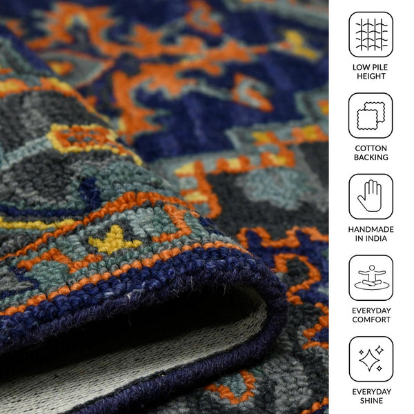 Amer Rugs Boho Hand-tufted Area Rug In Bold Colors, Plush 100% New Zealand Wool, Perfect For Bohemian Spaces Blue Violet Wool Boh50203