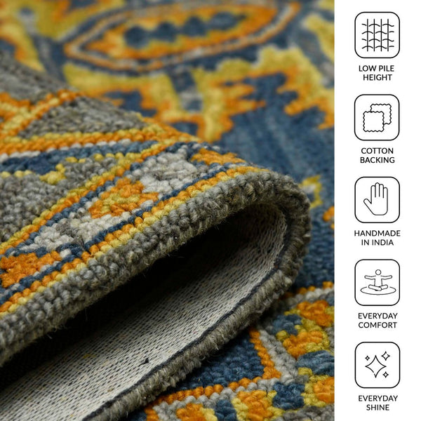 Amer Rugs Boho Hand-tufted Area Rug In Bold Colors, Plush 100% New Zealand Wool, Perfect For Bohemian Spaces Pastel Blue Wool Boh60203