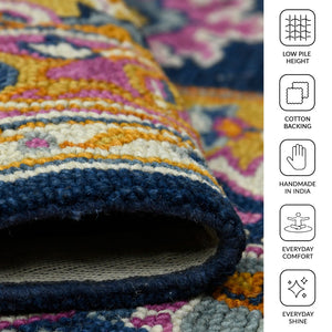 Amer Rugs Boho Hand-tufted Area Rug In Bold Colors, Plush 100% New Zealand Wool, Perfect For Bohemian Spaces Navy Wool Boh80203