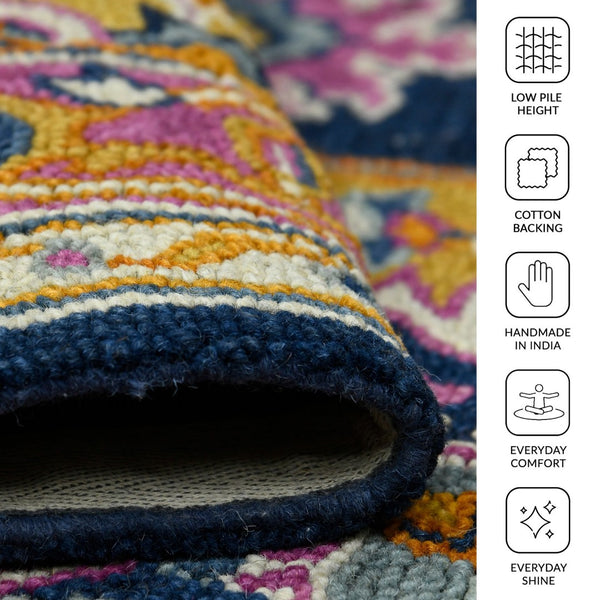 Amer Rugs Boho Hand-tufted Area Rug In Bold Colors, Plush 100% New Zealand Wool, Perfect For Bohemian Spaces Navy Wool Boh80203