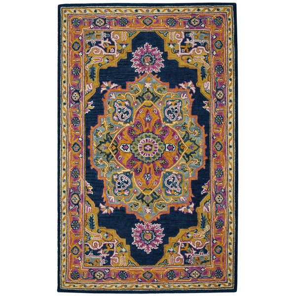 Amer Rugs Boho Hand-tufted Area Rug In Bold Colors, Plush 100% New Zealand Wool, Perfect For Bohemian Spaces Navy Wool Boh80203