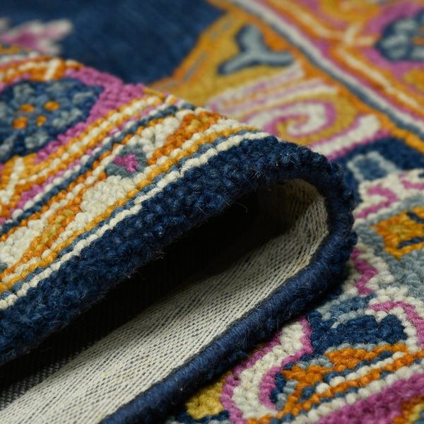 Amer Rugs Boho Hand-tufted Area Rug In Bold Colors, Plush 100% New Zealand Wool, Perfect For Bohemian Spaces Navy Wool Boh80203