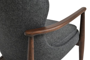 Soho Concept Bonaldo Lounge Chair - Stylish Camira Blazer Wool, Durable Ash Wood Frame, 10-year Warranty, Dark Grey Dark Grey,Ash,Walnut  Soho-concept-dining-chair-12904