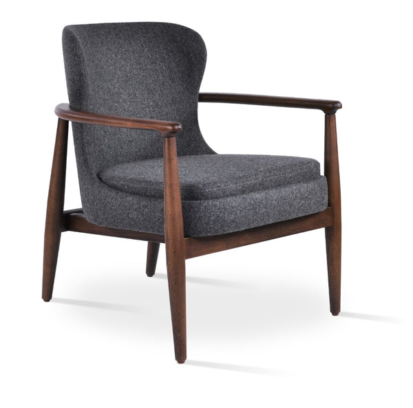 Soho Concept Bonaldo Lounge Chair - Stylish Camira Blazer Wool, Durable Ash Wood Frame, 10-year Warranty, Dark Grey Silver,Walnut  Soho-concept-dining-chair-12905