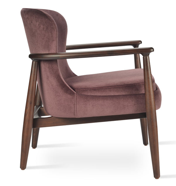 Soho Concept Bonaldo Lounge Chair - Stylish Camira Blazer Wool, Durable Ash Wood Frame, 10-year Warranty, Dark Grey Purple,Ash,Walnut  Soho-concept-dining-chair-12906