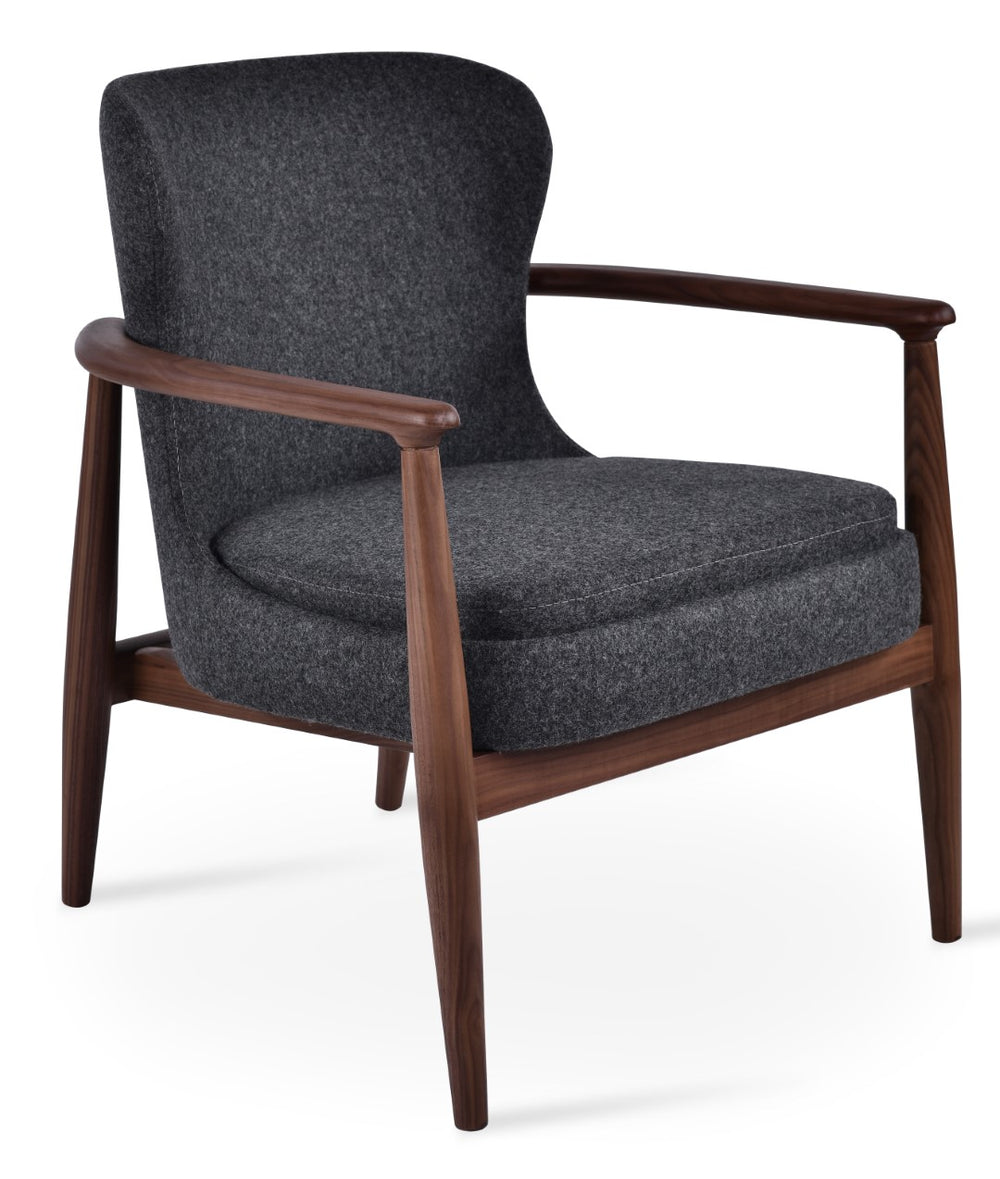 Soho Concept Bonaldo Lounge Chair - Stylish Camira Blazer Wool, Durable Ash Wood Frame, 10-year Warranty, Dark Grey Dark Grey,Ash,Walnut  Soho-concept-dining-chair-12908