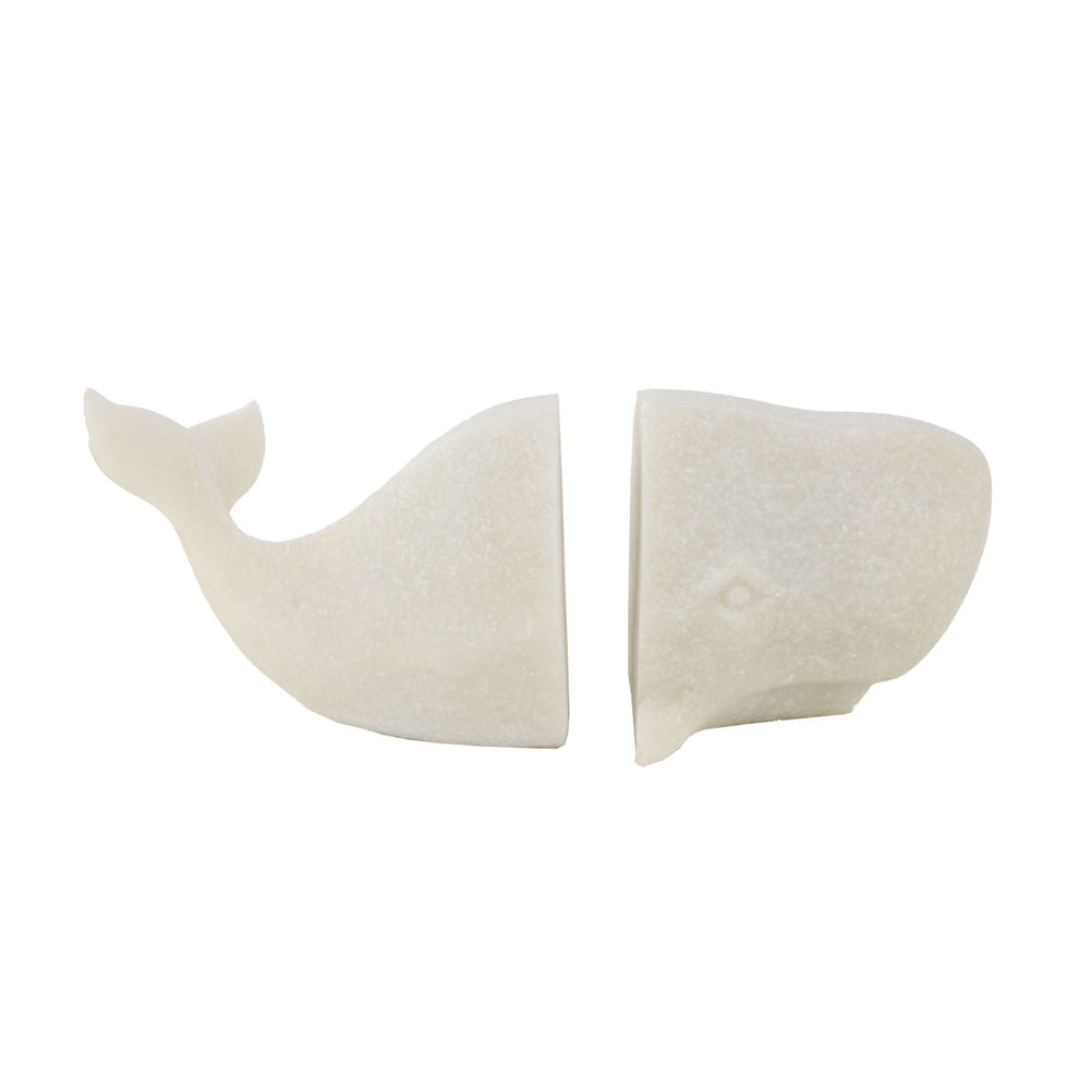 Zeugma Bookend Whale - Elegant Stone White Resin Decor, Perfect For Organizing Books & Adding Charm To Any Space   Cf1200019