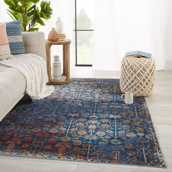 Jaipur Living Vibe by Jaipur Living Izar Trellis Polypropylene Rug for and Dining Rooms Blue/Red 8'X10' RUG150812