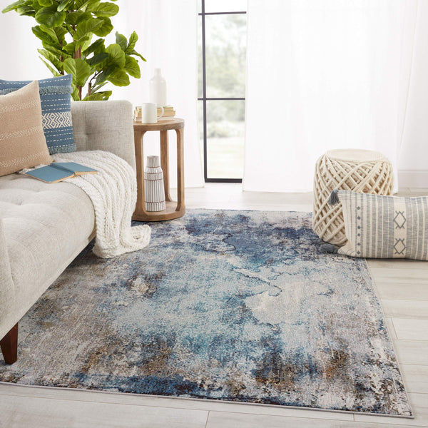 Jaipur Living Vibe by Jaipur Living Comet Abstract Watercolor Polypropylene Rug for Rooms Blue 3'X8' RUG149896