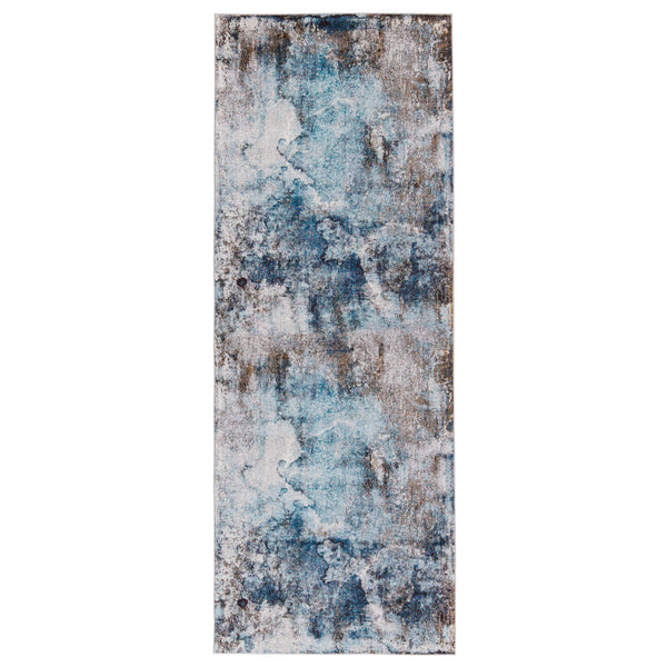 Jaipur Living Vibe by Jaipur Living Comet Abstract Watercolor Polypropylene Rug for Rooms Blue 3'X8' RUG149896