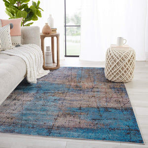 Jaipur Living Vibe by Jaipur Living Hoku Abstract Polypropylene Rug for Contemporary Rooms Blue 6'7"X9'6" RUG149921