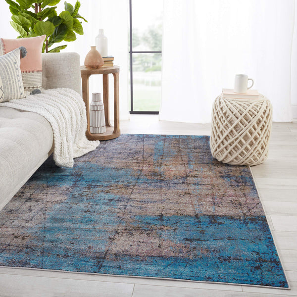 Jaipur Living Vibe by Jaipur Living Hoku Abstract Polypropylene Rug for Contemporary Rooms Blue 6'7"X9'6" RUG149921