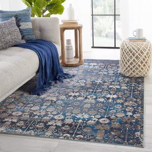 Jaipur Living Vibe by Jaipur Living Izar Trellis Polypropylene Rug for and Dining Rooms Blue/White 10'X14' RUG149927