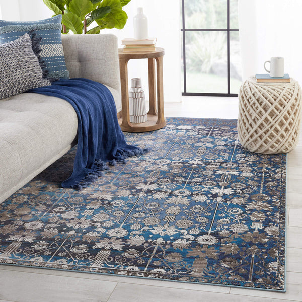 Jaipur Living Vibe by Jaipur Living Izar Trellis Polypropylene Rug for and Dining Rooms Blue/White 10'X14' RUG149927
