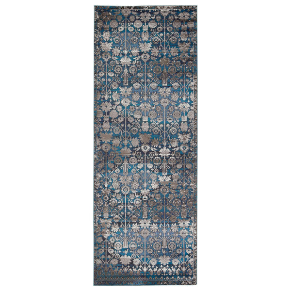 Jaipur Living Vibe by Jaipur Living Izar Trellis Polypropylene Rug for and Dining Rooms Blue/White 3'X8' RUG149928
