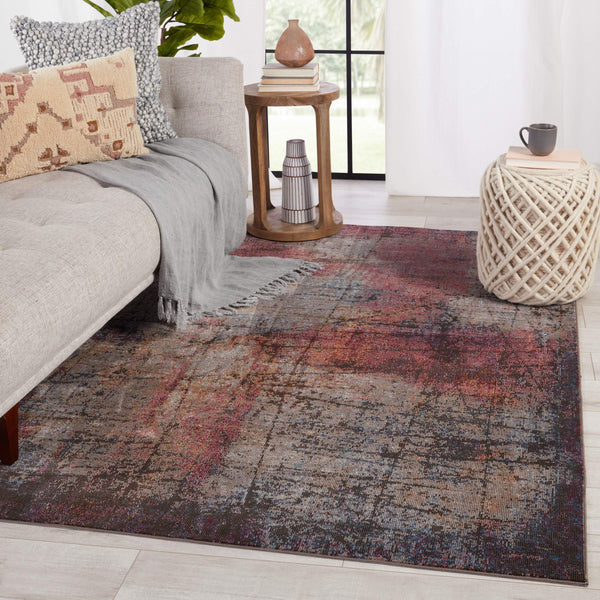 Jaipur Living Vibe by Jaipur Living Hoku Abstract Polypropylene Rug for Contemporary Rooms Magenta 3'X8' RUG151258