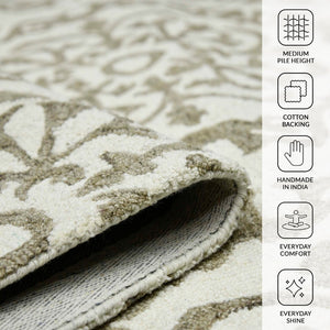 Amer Rugs Boscage Classic Geometric Hand-hooked Area Rug, Timeless Charm For Modern And Traditional Spaces White Ivory Wool Bos220203