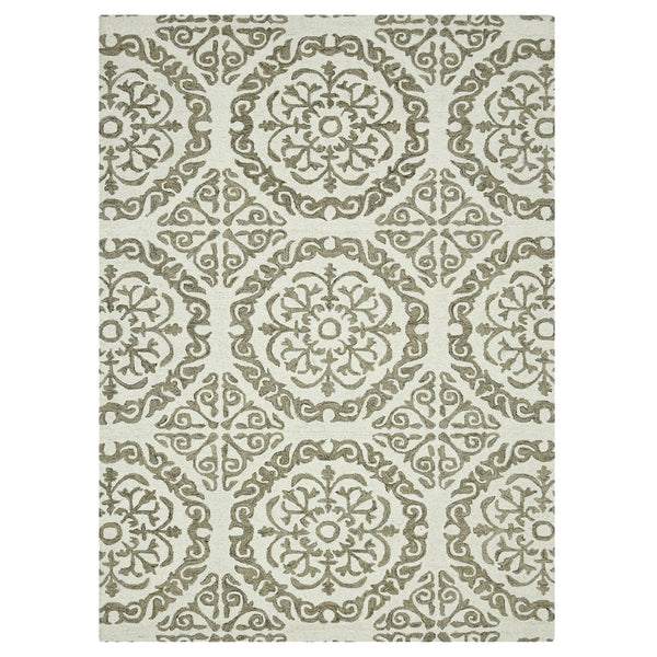 Amer Rugs Boscage Classic Geometric Hand-hooked Area Rug, Timeless Charm For Modern And Traditional Spaces White Ivory Wool Bos220203