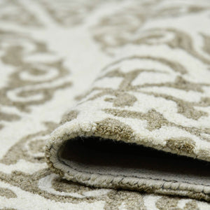 Amer Rugs Boscage Classic Geometric Hand-hooked Area Rug, Timeless Charm For Modern And Traditional Spaces White Ivory Wool Bos220203