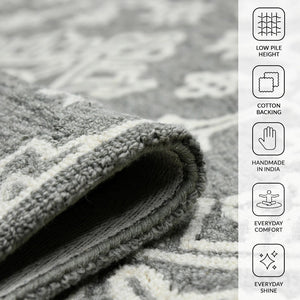 Amer Rugs Boscage Classic Geometric Hand-hooked Area Rug, Timeless Charm For Modern And Traditional Spaces Shale Gray Wool Bos330203