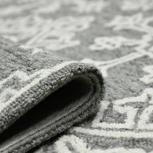 Amer Rugs Boscage Classic Geometric Hand-hooked Area Rug, Timeless Charm For Modern And Traditional Spaces Shale Gray Wool Bos330203