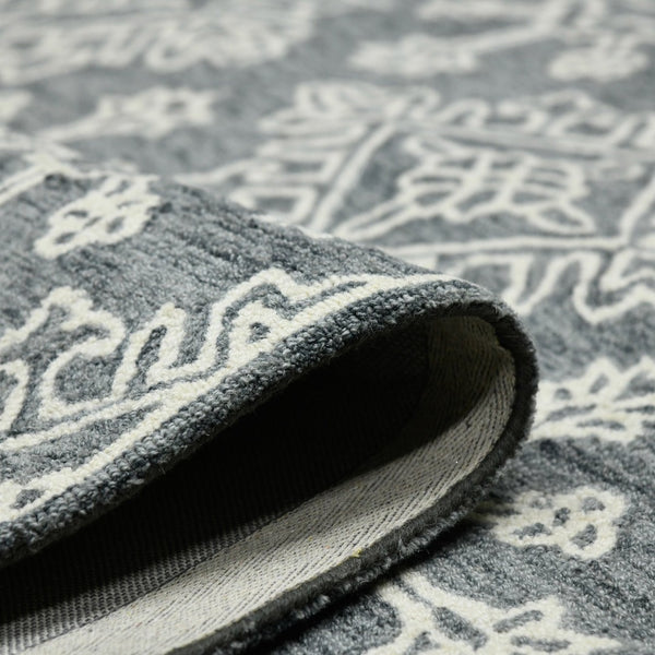 Amer Rugs Boscage Classic Geometric Hand-hooked Area Rug, Timeless Charm For Modern And Traditional Spaces Gray Steel Wool Bos340203