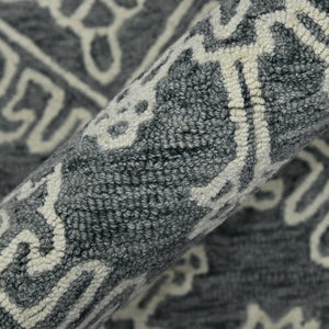 Amer Rugs Boscage Classic Geometric Hand-hooked Area Rug, Timeless Charm For Modern And Traditional Spaces Gray Steel Wool Bos340203