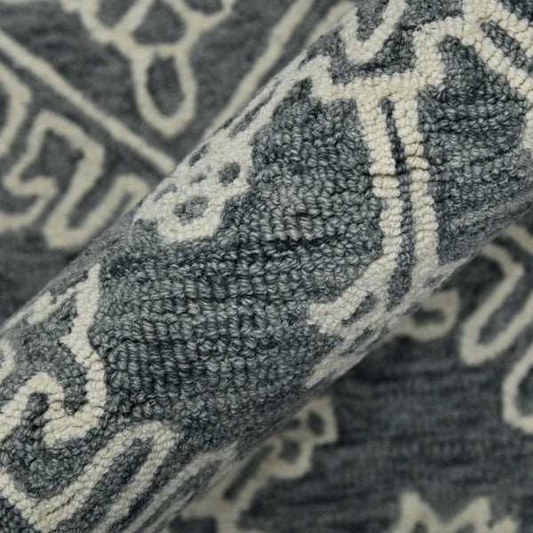 Amer Rugs Boscage Classic Geometric Hand-hooked Area Rug, Timeless Charm For Modern And Traditional Spaces Gray Steel Wool Bos340203