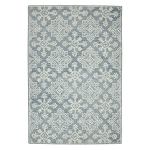 Amer Rugs Boscage Classic Geometric Hand-hooked Area Rug, Timeless Charm For Modern And Traditional Spaces Sky Blue Wool Bos350203