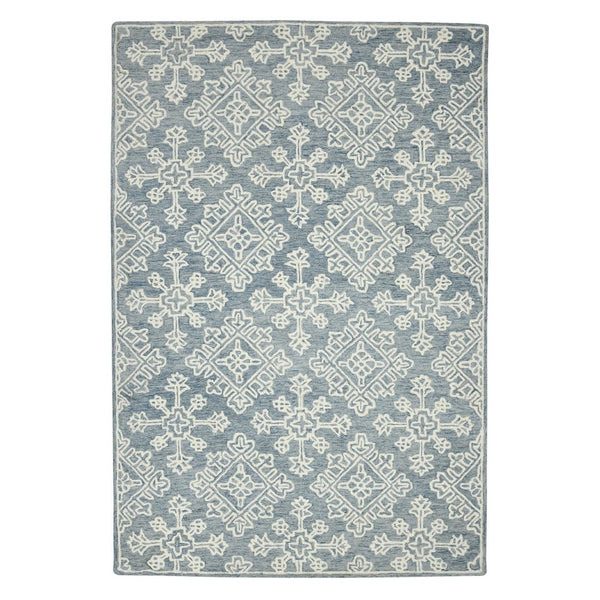 Amer Rugs Boscage Classic Geometric Hand-hooked Area Rug, Timeless Charm For Modern And Traditional Spaces Sky Blue Wool Bos350203