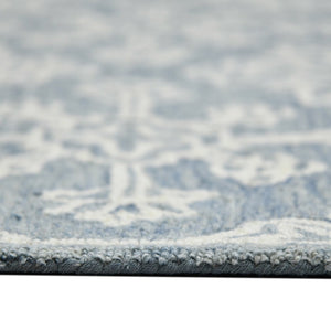 Amer Rugs Boscage Classic Geometric Hand-hooked Area Rug, Timeless Charm For Modern And Traditional Spaces Sky Blue Wool Bos350203