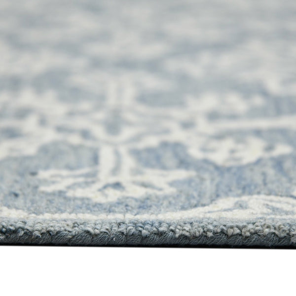 Amer Rugs Boscage Classic Geometric Hand-hooked Area Rug, Timeless Charm For Modern And Traditional Spaces Sky Blue Wool Bos350203