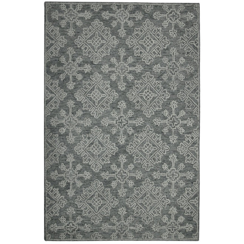Amer Rugs Boscage Classic Geometric Hand-hooked Area Rug, Timeless Charm For Modern And Traditional Spaces Graphite Wool Bos360203