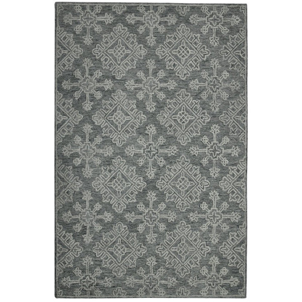 Amer Rugs Boscage Classic Geometric Hand-hooked Area Rug, Timeless Charm For Modern And Traditional Spaces Graphite Wool Bos360203