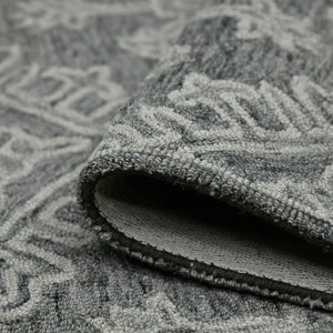 Amer Rugs Boscage Classic Geometric Hand-hooked Area Rug, Timeless Charm For Modern And Traditional Spaces Graphite Wool Bos360203