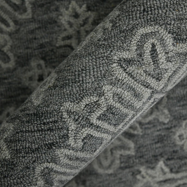 Amer Rugs Boscage Classic Geometric Hand-hooked Area Rug, Timeless Charm For Modern And Traditional Spaces Graphite Wool Bos360203