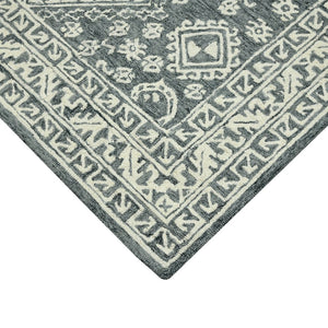 Amer Rugs Boscage Classic Geometric Hand-hooked Area Rug, Timeless Charm For Modern And Traditional Spaces Slate Gray Wool Bos610203
