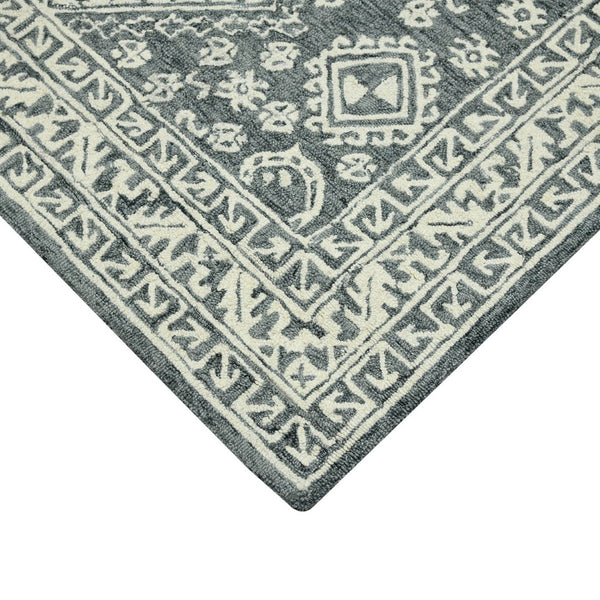 Amer Rugs Boscage Classic Geometric Hand-hooked Area Rug, Timeless Charm For Modern And Traditional Spaces Slate Gray Wool Bos610203