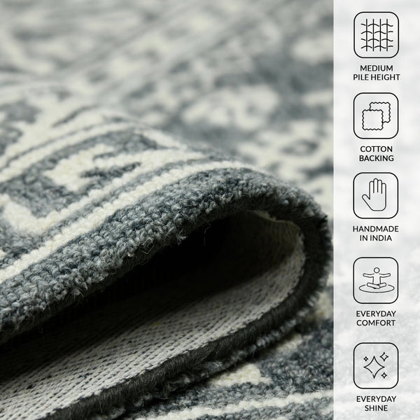 Amer Rugs Boscage Classic Geometric Hand-hooked Area Rug, Timeless Charm For Modern And Traditional Spaces Slate Gray Wool Bos610203