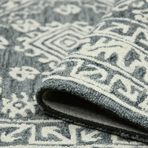 Amer Rugs Boscage Classic Geometric Hand-hooked Area Rug, Timeless Charm For Modern And Traditional Spaces Slate Gray Wool Bos610203