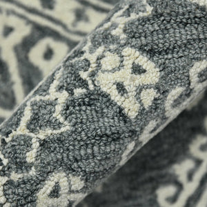 Amer Rugs Boscage Classic Geometric Hand-hooked Area Rug, Timeless Charm For Modern And Traditional Spaces Slate Gray Wool Bos610203