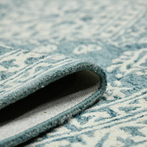 Amer Rugs Boscage Classic Geometric Hand-hooked Area Rug, Timeless Charm For Modern And Traditional Spaces Teal Blaze Wool Bos640203