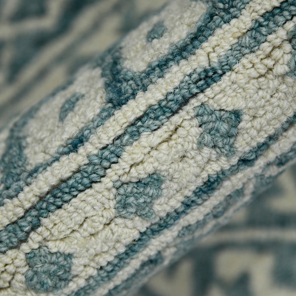 Amer Rugs Boscage Classic Geometric Hand-hooked Area Rug, Timeless Charm For Modern And Traditional Spaces Teal Blaze Wool Bos640203