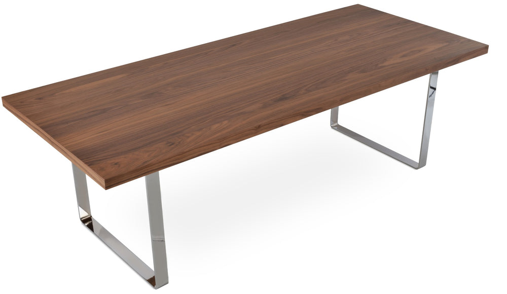 Soho Concept Bosphorus Dining Table Large - Premium Walnut/Wenge Oak/White Lacquer, Stylish Steel Base, 94.5” W Black  Soho-concept-dining-chair-13636