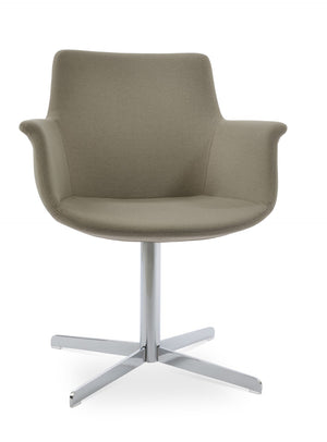 Soho Concept Bottega 4 Star Swivel Dining Armchair - Customizable Elegance In Premium Fabrics & Finishes Chrome,Beige  Soho-concept-dining-chair-01100